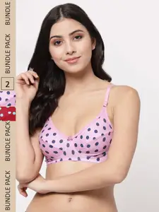 Docare Pack Of 2 Printed Non Padded Cotton All Day Comfort Everyday Bra