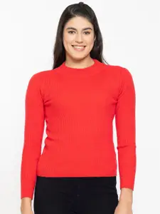RVK Women Acrylic Ribbed Knitted Pullover