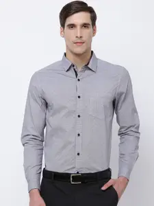Black coffee Men Grey Comfort Slim Fit Printed Formal Shirt