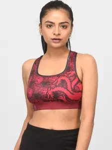 Athlizur Non Wired Removable Padding Mother of Dragons Printed Racerback Sports Bra