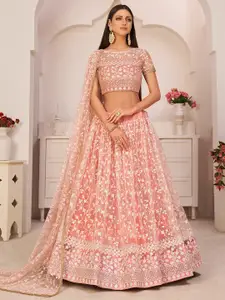 FABPIXEL Embroidered Semi-Stitched Lehenga & Unstitched Blouse With Dupatta