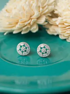 MANNASH Silver-Plated Floral Studs Earrings