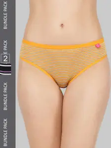 Dollar Missy Pack of 2 Striped Inner Elasticated Hipster Panty