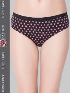 Dollar Missy Pack of 2 Deep Printed Outer Elasticated Hipster Panty MMBB-101P-R3-OE4-PO2