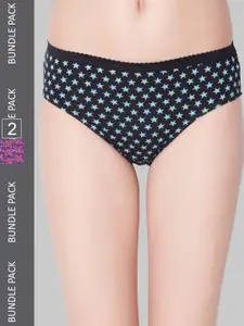 Dollar Missy Pack of 2 Deep Printed Outer Elasticated Hipster Panty MMBB-101P-R3-OE2-PO2