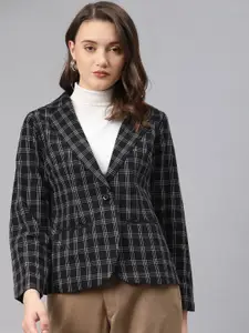 Cottinfab Woman Checked Single-Breasted Pure Cotton Blazer