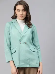 Cottinfab Women Pure Cotton Slim-fit Double-breasted Blazer
