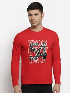 Club York Men Red Typography Printed Cotton T-shirt