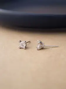 MANNASH 925 Sterling Silver Rhodium-Plated Diamond Shaped Studs Earrings