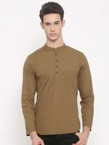 Freehand by The Indian Garage Co Men Khaki Slim Fit Solid Straight Kurta