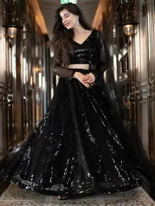 FABPIXEL Embellished Semi-Stitched Lehenga & Unstitched Blouse With Dupatta