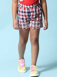 Biba Girls Red Checked Cotton Shorts
