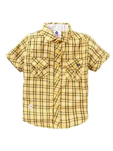 TONYBOY Boys Yellow Premium Tartan Checks Cotton Casual Shirt