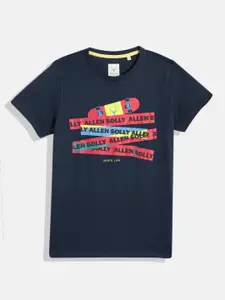 Allen Solly Junior Boys Brand Logo Printed Pure Cotton T-shirt