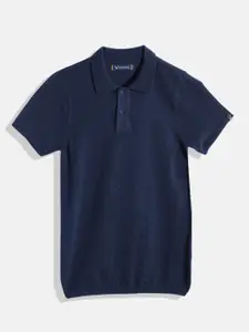 Allen Solly Junior Boys Pure Cotton Self-Design Polo Collar T-shirt
