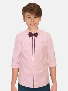 Allen Solly Junior Boys Slim Fit Self Design Pure Cotton Casual Shirt with Bow Tie