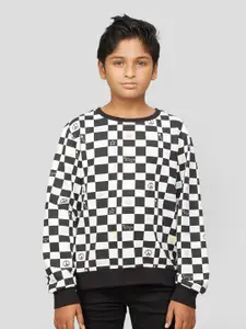 Zalio Round Neck Checked Sweatshirt