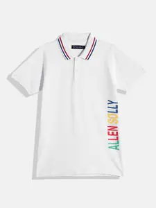 Allen Solly Junior Boys Brand Logo Printed Polo Collar Pure Cotton T-shirt
