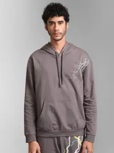 KZ07 By Kazo Men Printed Cotton Hooded Sweatshirt