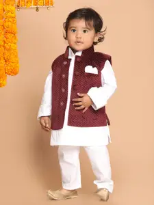 VASTRAMAY Boys Printed Velvet Nehru Jacket