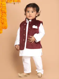 VASTRAMAY Boys Printed Velvet Nehru Jacket