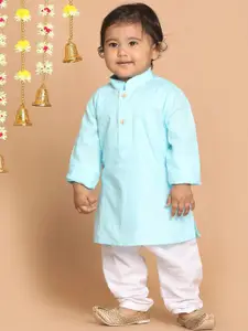 VASTRAMAY Boys Blue Kurta with Pyjama Set