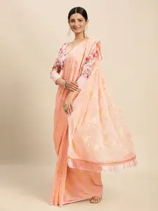 Mitera Pink Floral Pure Chiffon Saree