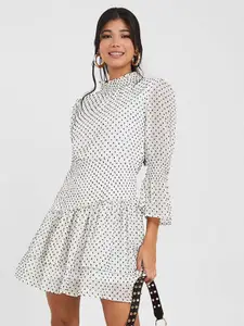 Styli Layered Bell Sleeves Fit & Flare Mini Dress