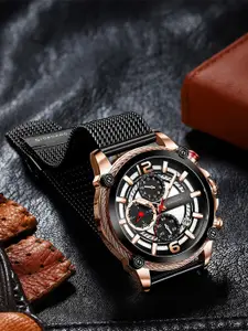 GIORDANO Men Black Dial & Textured Straps Analogue Watch GZ-50039-22