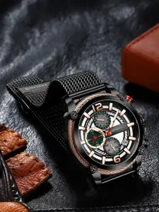 GIORDANO Men Black Dial & Textured Straps Analogue Watch GZ-50039-11