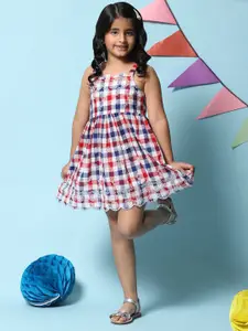 Biba Girls Checked Schiffli Fit and Flare Dress