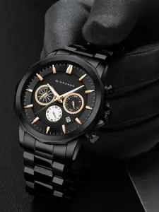 GIORDANO Men Black Dial & Bracelet Style Straps Analogue Watch GZ-50036-22