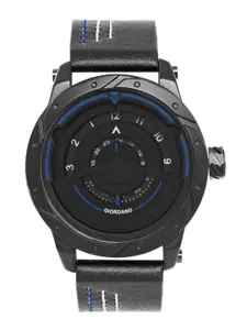 GIORDANO Men Black Dial & Leather Straps Analogue Watch GZ-50022-03