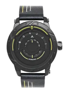 GIORDANO Men Leather Textured Straps Analogue Watch