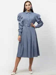 BLANC9 Cotton Solid Shirt Midi Dress