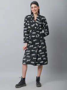 BLANC9  Animal Shirt Midi Dress
