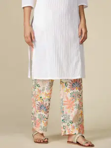 Fabindia Women Floral Cotton Comfort Fit Lounge Pants