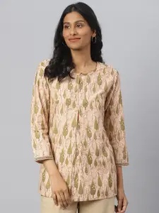 Fabindia Round Neck Print Top