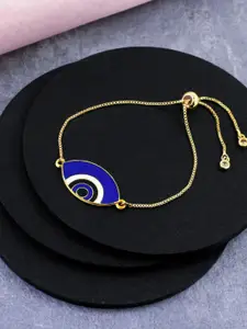 ZIVOM Women Gold-Toned & Blue Brass Enamelled Gold-Plated Charm Bracelet