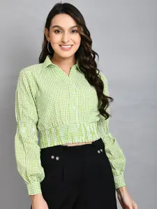 PRETTY LOVING THING Pure Cotton Checked Shirt Style Crop Top