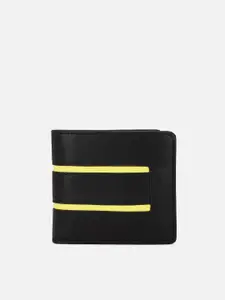 FOREVER 21 Men Black & Yellow Striped PU Two Fold Wallet