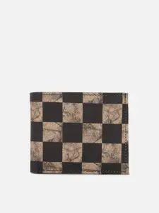 FOREVER 21 Men Black & Brown Colourblocked PU Two Fold Wallet