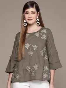 Ishin Floral Embroidered A-line Top