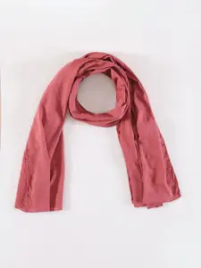 HANDICRAFT PALACE Women Magenta & Silver-Toned Striped Scarf