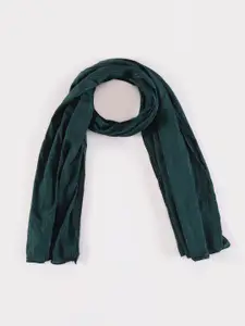HANDICRAFT PALACE Women Green & Silver-Toned Striped Scarf