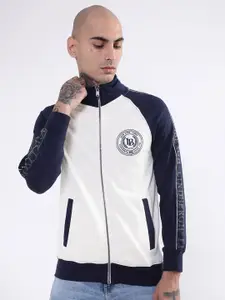 LINDBERGH Men Off White Colourblocked Cotton Sweatshirt