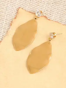 SOHI Gold Plated Leaf Shaped Drop Earrings