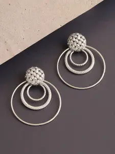 SOHI Silver Plated Circular Drop Earrings