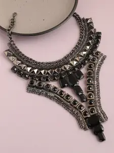 SOHI Silver-Plated Statement Necklace