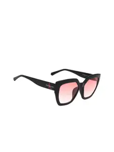 Calvin Klein Women Pink Lens & Black Rectangle Sunglasses with UV Protected Lens